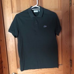 Lacoste, Dark olive green golf shirt, size Large